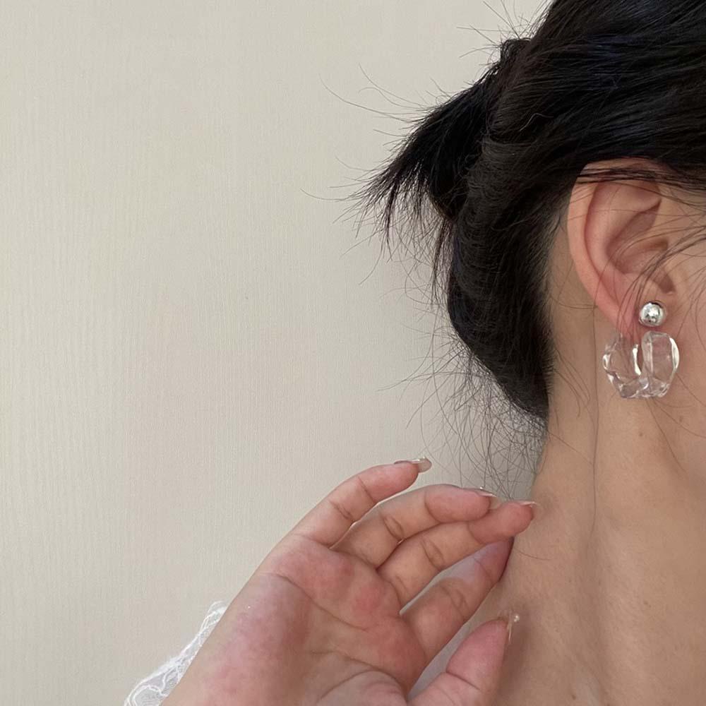Khuyên Tai Acrylic Trong Suốt Kiểu Hình Học Phong Cách Hàn Quốc Cho Nữ