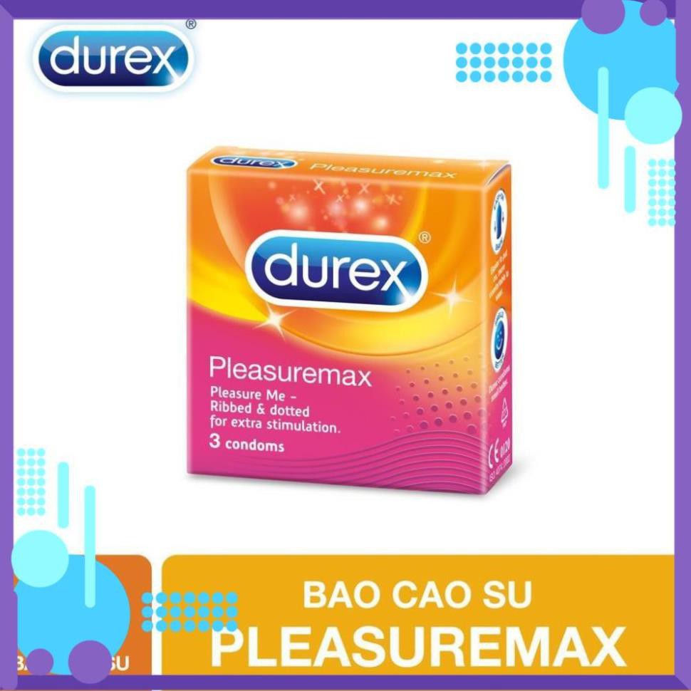 (Freeship đơn 50k) Bao Cao Su Gân Gai Durex Pleasuremax Hộp 3 Cái - Đức An