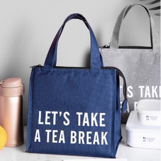 Túi đựng cơm vải Oxford giữ nhiệt nóng - lạnh Let's take a tea break