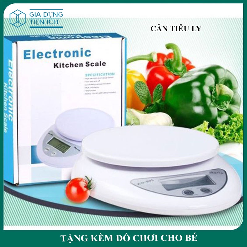 Cân tiểu ly, cân tiểu ly điện tử nhà bếp cao cấp định lượng 1 đến 5kg, cân độ chính xác cao tặng kèm 2 pin AAA