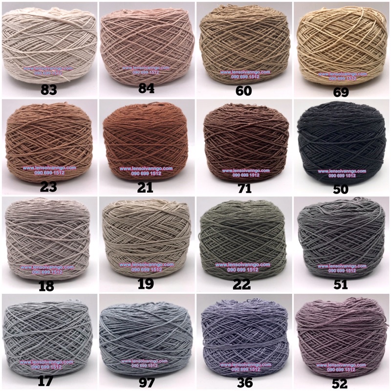 Sợi Cotton Việt Nam 1mm (Mã 01 ~ Mã 53) (cuộn 100gr)