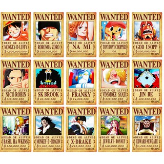 Poster One Piece Luffy Zoro Sanji Nami Robin Chopper Fanky hình nhân vật truy nã