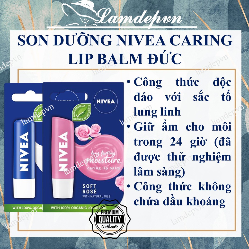 SON DƯỠNG NIVEA CARING LIP BALM ĐỨC