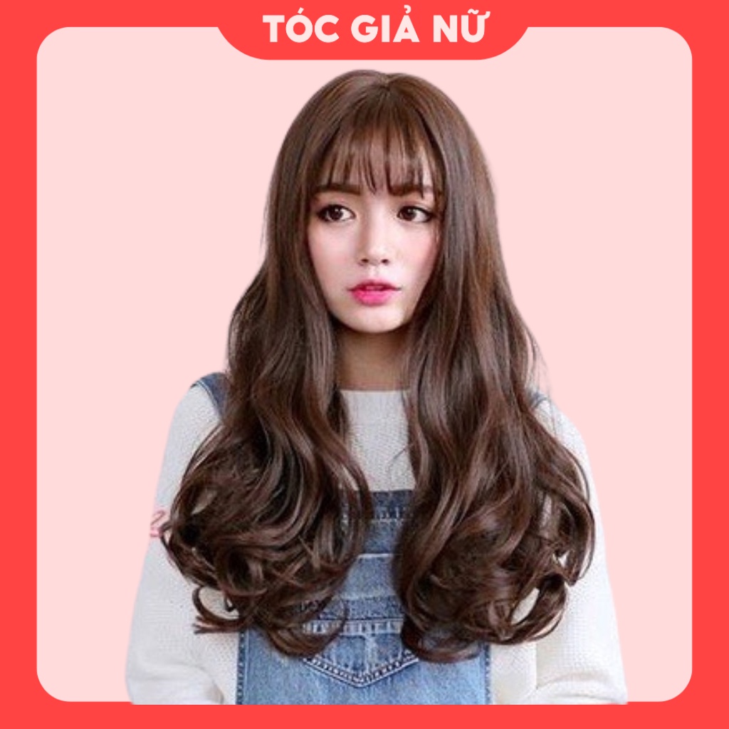 Tóc giả nữ nguyên đầu xoăn đuôi 55cm nhuộm nhiều màu tặng lưới đội tóc