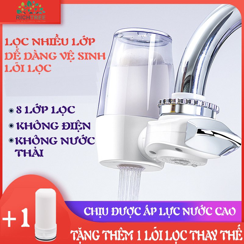 Đầu lọc nước lắp trực tiếp tại vòi Công nghệ cao với 8 lõi lọc , 2 chế độ bảo vệ lõi lọc Water Purifier