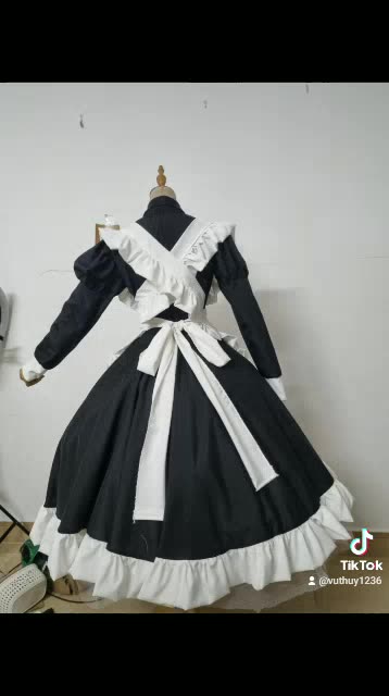 trang phục váy hầu gái dáng dài kèm cài đầu | BigBuy360 - bigbuy360.vn