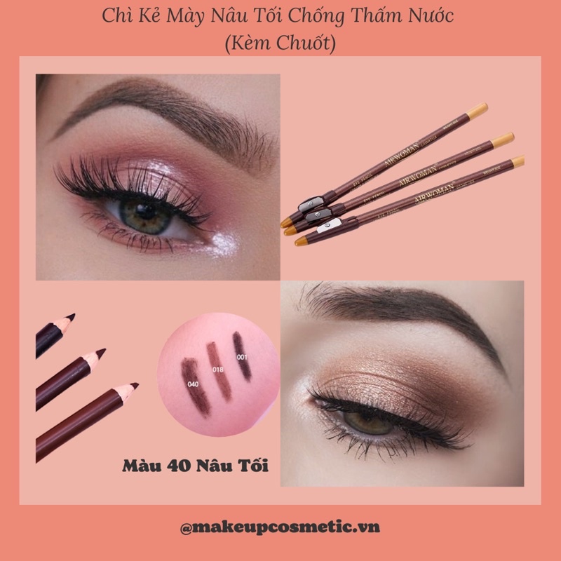 Chì Kẻ Mắt Nâu Cao Cấp Sắc Nét Không Thấm Nước (Kèm Chuốt) - Makeup Waterproof Eyeliner