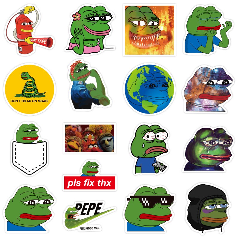 Y&amp;P| Bộ 50 nhãn dán họa tiết hoạt hình Sad Frog Pepe
