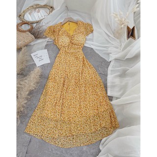 Đầm maxi hoa nhí sẻ tà