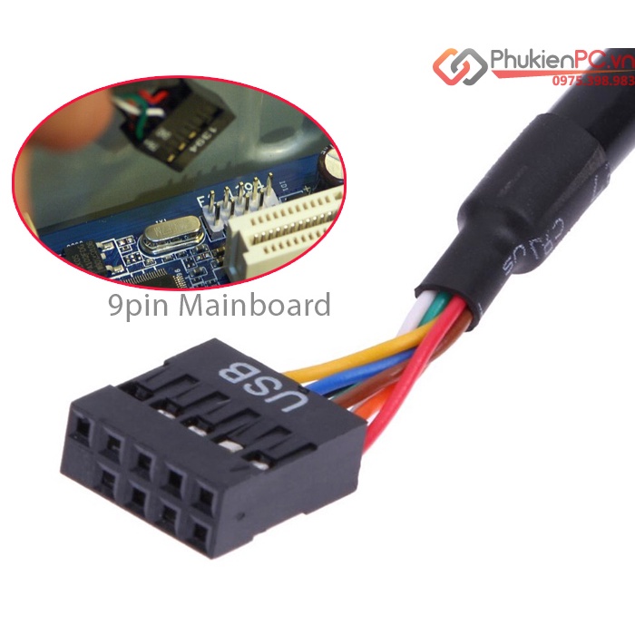 Cáp chuyển USB 2.0-9Pin Motherboard to USB 3.0-20Pin