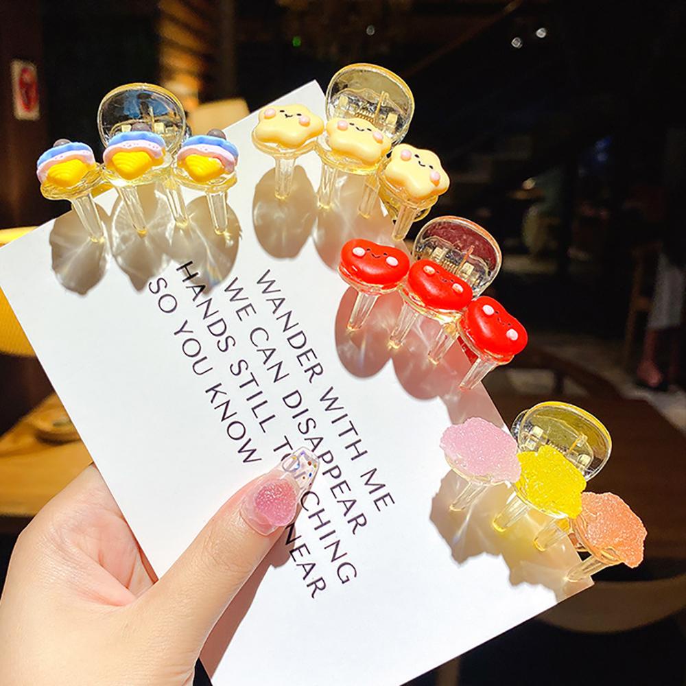 Kẹp Tóc Đuôi Ngựa Hình Hoa / Trái Cây Lấp Lánh Dễ Thương Cho Bé Gái