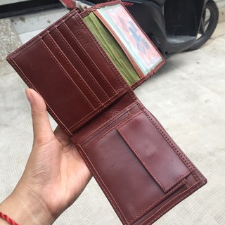 Ví Da Bò Pullup Sáp Có Nút Bấm Cao Cấp VDN32120