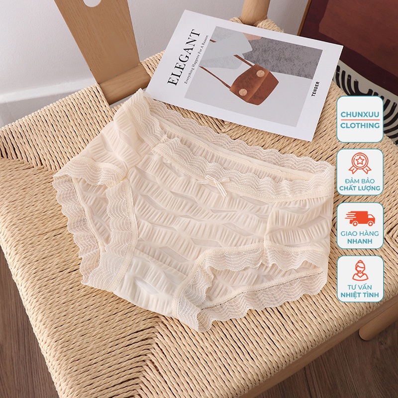 Quần lót nữ CHUNXUU vải su lạnh cao cấp phối viền ren lượn sóng mềm mại, ngọt ngào - QC94