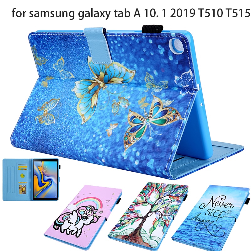 Bao da máy tính bảng thiết kế sang trọng in nhiều hình ảnh dễ thương cho Samsung Tab A 10.1&quot; 2019 T515 T510