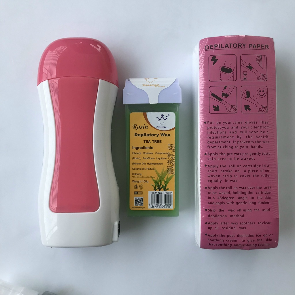 Combo wax lông nóng, máy triệt lông đầy đủ gồm 5 sản phẩm