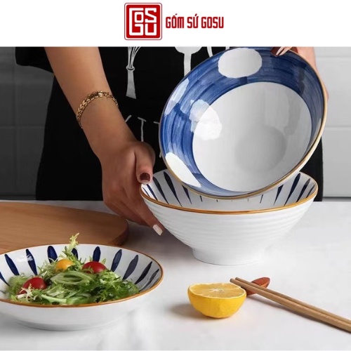 BÁT TÔ SỨ BÁT ĂN MÌ GOSU DÙNG ĂN MỲ HỌA TIẾT ĐỘC ĐÁO PHONG CÁCH NHẬT