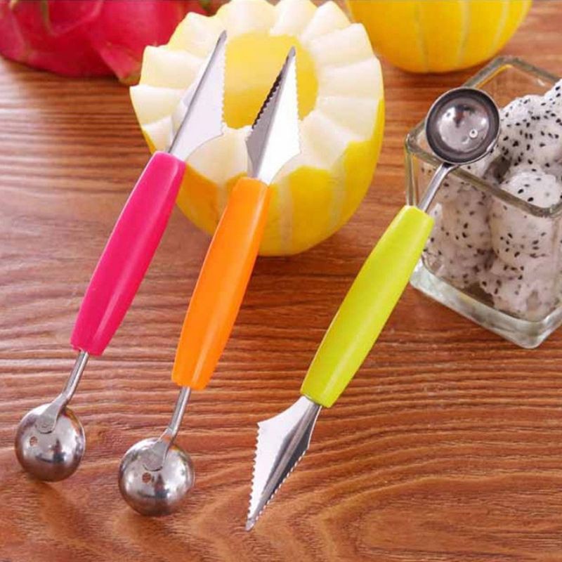 Dao cắt tỉa hoa củ quả, dao tạo hình hoa quả 2 đầu bằng inox