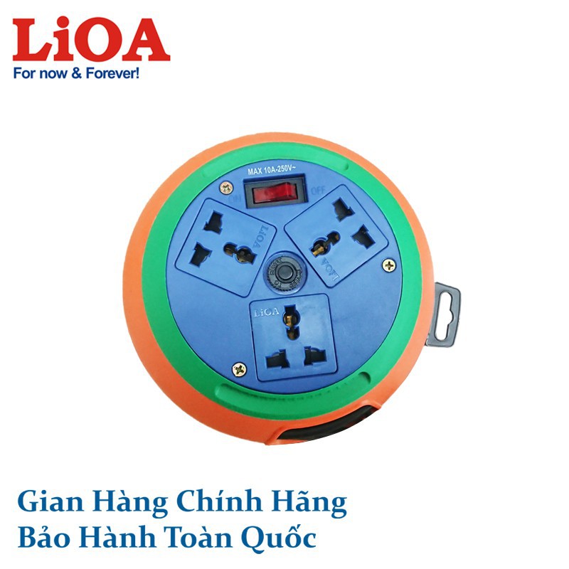 Ổ Cắm LIOA Kiểu Đĩa Bay Cuộn Dây Kín Dây 10 Mét 3 Ổ Đa Năng DB10-2-10A- Hãng chính hãng