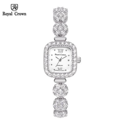 Đồng Hồ Nữ Chính Hãng Royal Crown 1514 Jewelry Dây Kim Loại Đính Đá Chống Nước Chống Xước