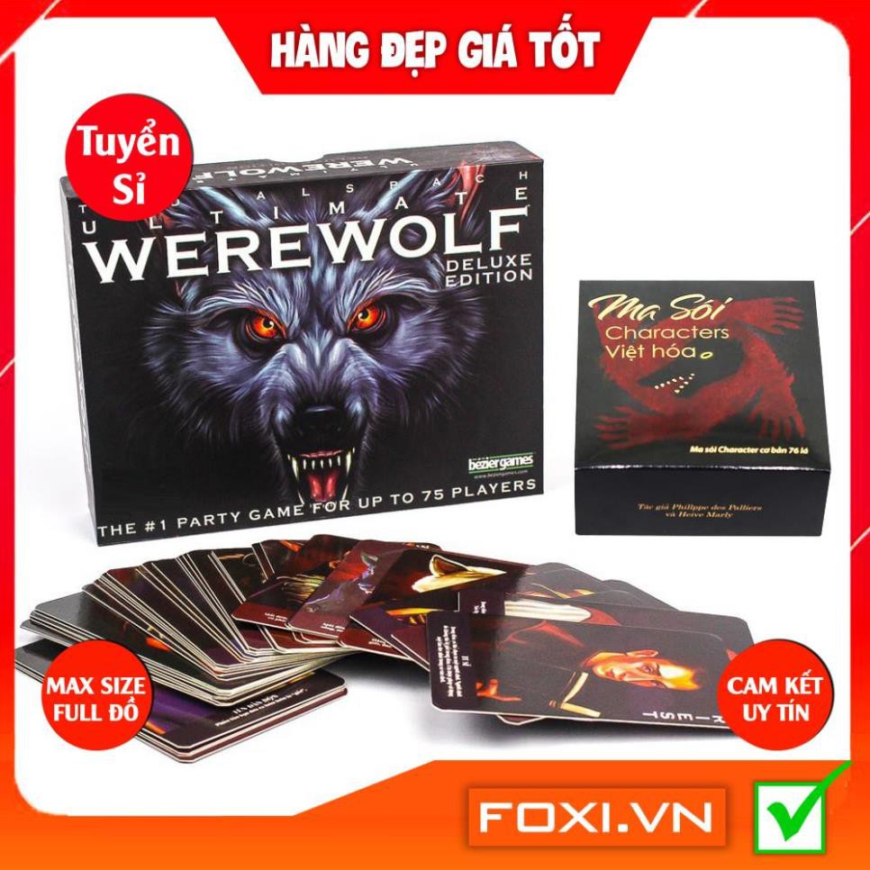 Combo 2 Bộ Bài Ma Sói Ultimate Deluxe 78 lá Foxi và Ma sói Characters Việt Hóa-Boardgame Cao Cấp