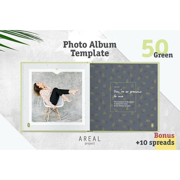 Album ảnh Psd màu xanh lá cây