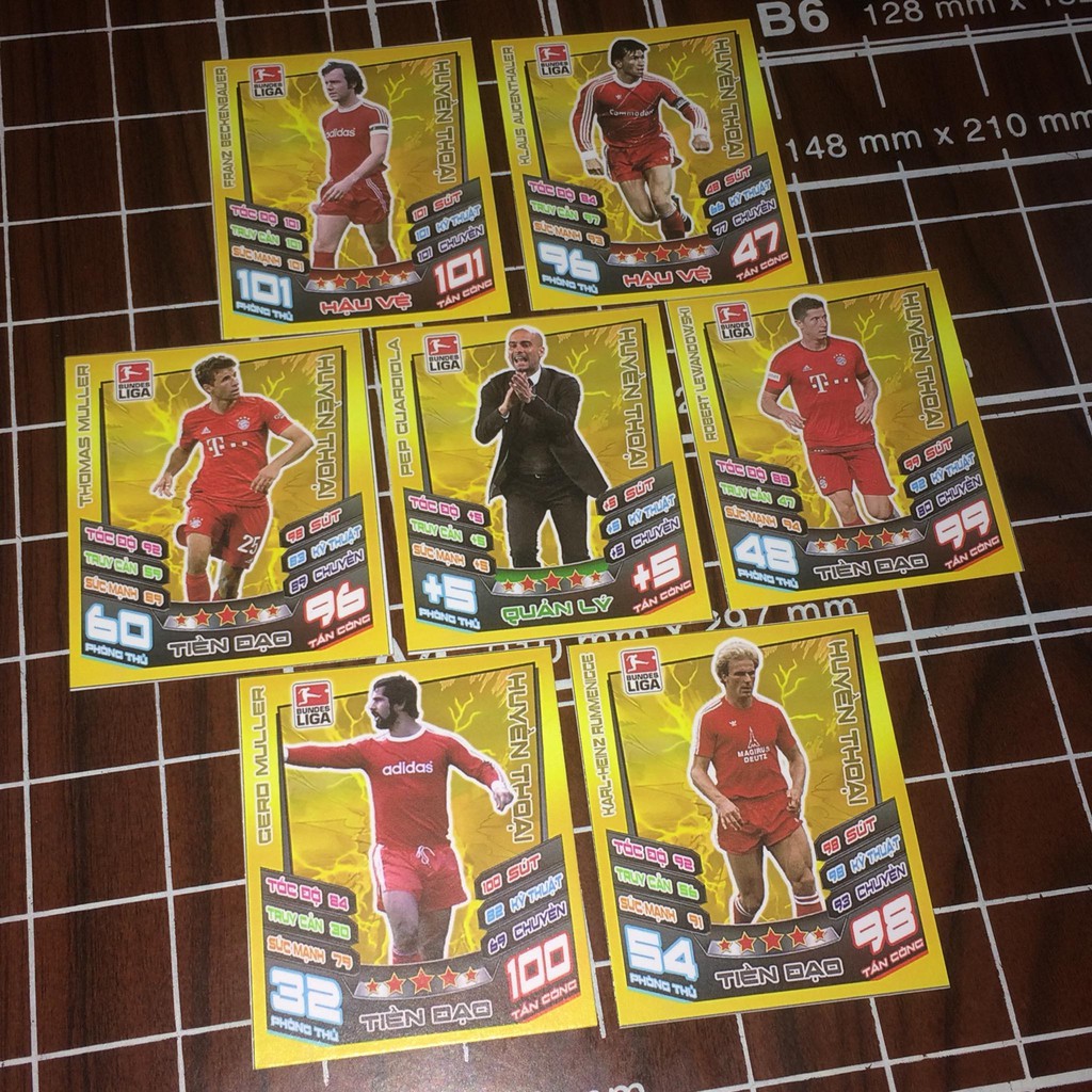 [THẺ IN] Trọn bộ 24 thẻ cầu thủ bóng đá Huyền thoại câu lạc bộ Bayern Munich kích thước thẻ Poca