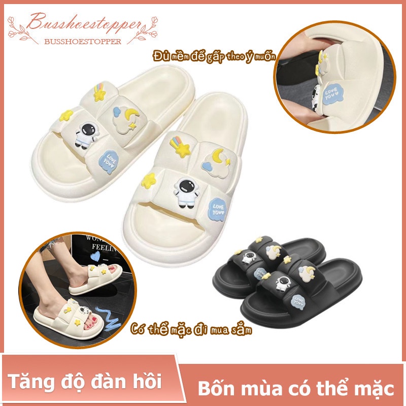Dép quai ngang, dép bánh mỳ nữ CHAO quai trơn siêu hot- 2 màu đen trắng Phi hành giadép đế dày