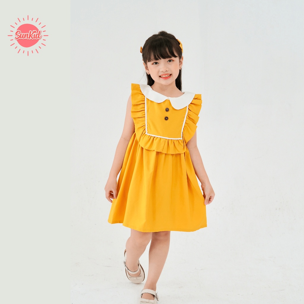 [NHIỀU MẪU] Váy đầm bé gái dáng suông chất vải trượt nhật cao cấp mùa hè Sunkid size 4-12 tuổi BST199