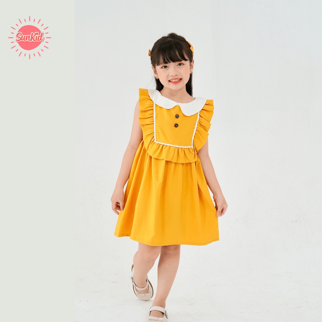 Váy đầm bé gái dáng suông chất vải trượt nhật cao cấp mùa hè Sunkid size 4-12 tuổi BST199