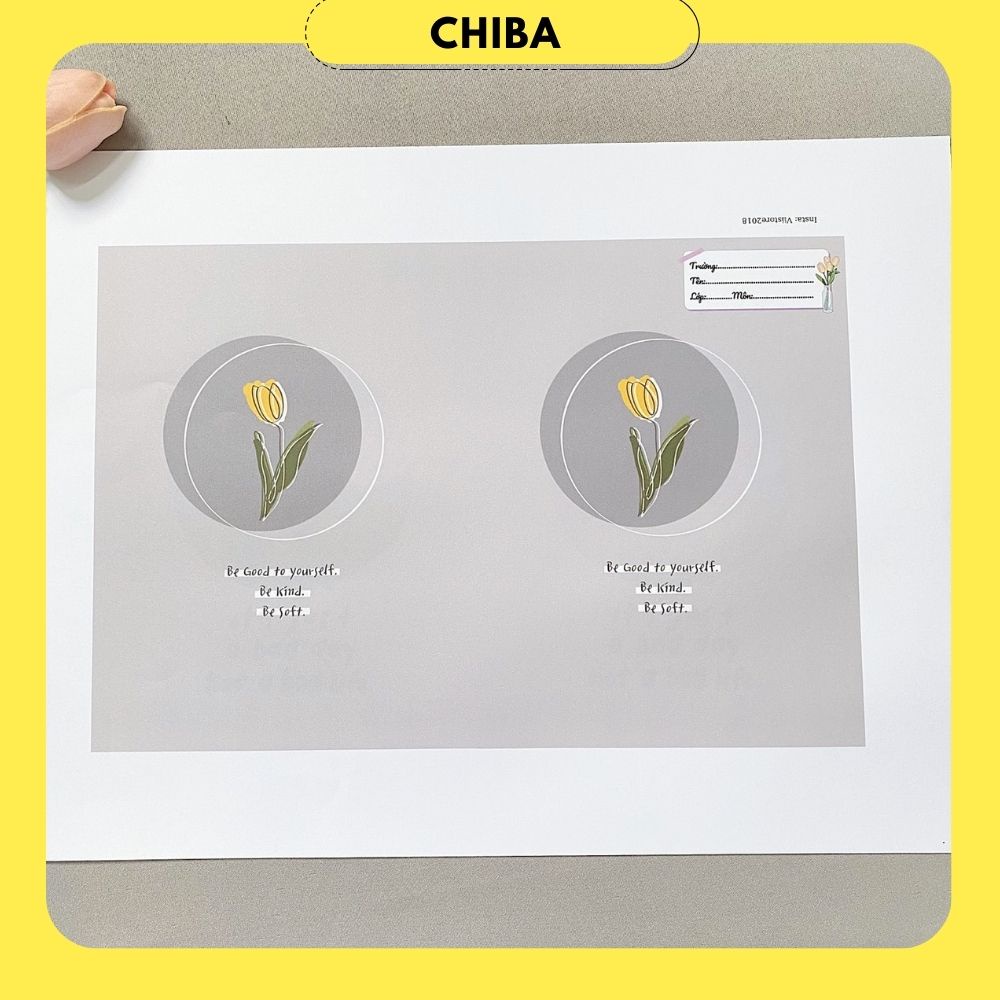 Bao sách, Bao vở hình tulip màu nhẹ nhàng, in nhãn vở miễn phí, hình thật shop tự chụp - Chị Ba House