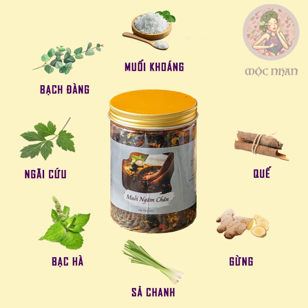 Thảo dược ngâm chân, Muối ngâm chân thảo dược làm ấm cơ thể, ngủ ngon, giảm đau nhức xương khớp MỘC NHAN 400g - handmade