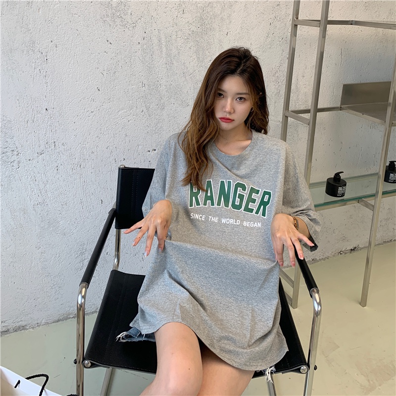 Áo thun tay ngắn in chữ thời trang mùa hè năng động trẻ trung