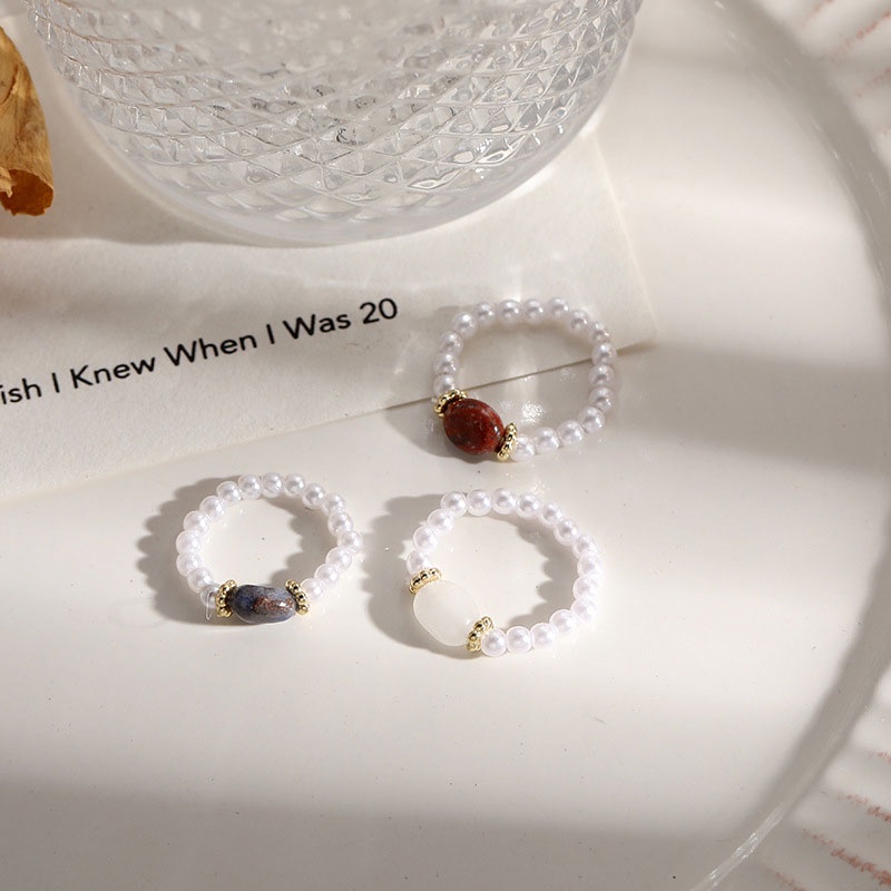 Nhẫn Đính Ngọc Trai Nhân Tạo Thời Trang Cho Nữ