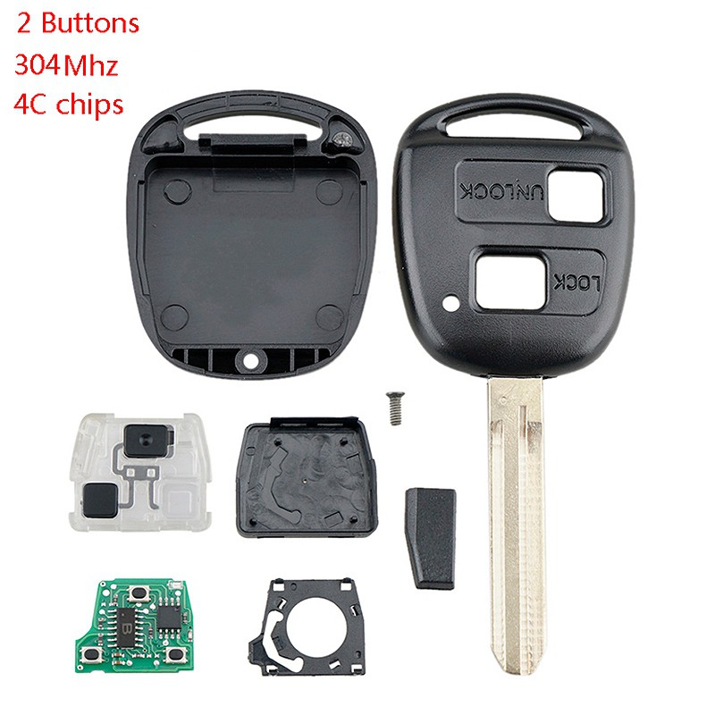 Ready Stock Car Smart Remote Key 2 Buttons for Toyota Corolla 2001-2007 304MHZ