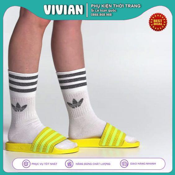 Vớ ADIDAS cổ cao 3 sọc [ Hộp 5 đôi ] Tất dệt kim Cotton kháng khuẩn, thấm hút mồ hôi cực hiệu quả
