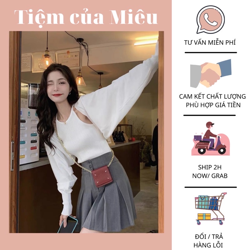 Set áo yếm mix áo khoác thụng len tăm tiệm của Miêu