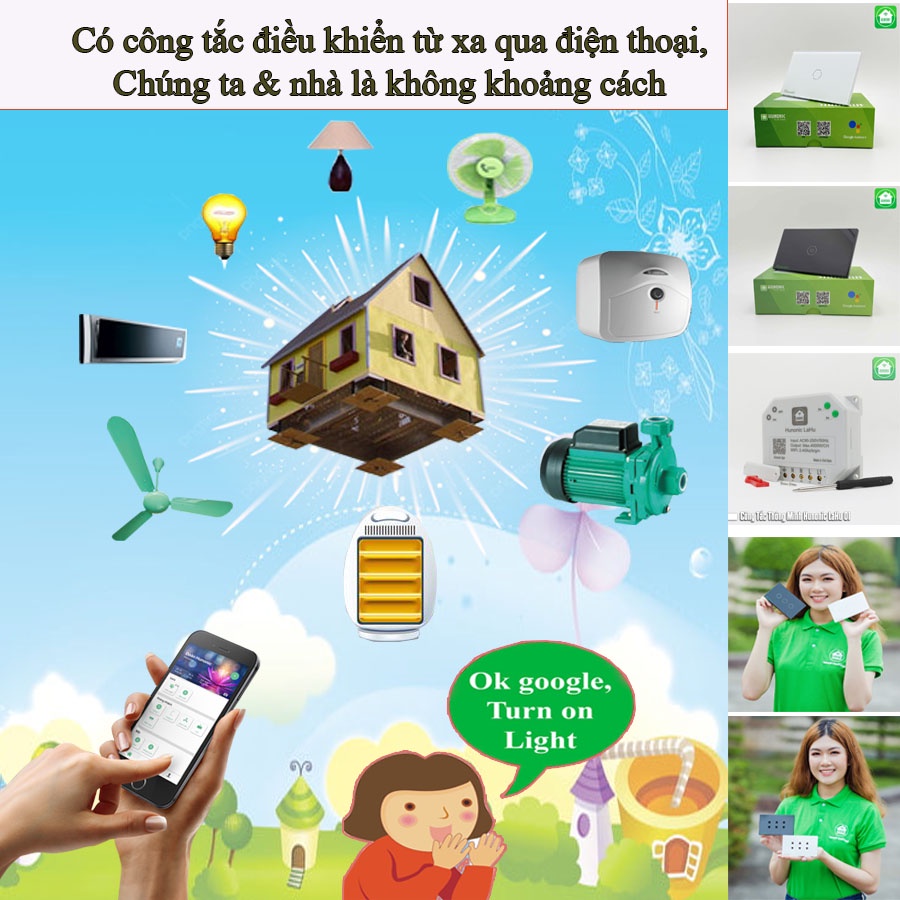 Công tắc thông minh kết nối Wifi Hunonic Lahu 4 kênh - 500W/kênh điều khiển mọi thiết bị từ xa qua điện thoại