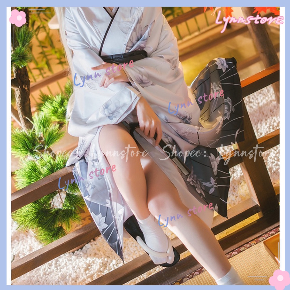 Kasugano Sora Bộ Trang Phục Kimono Nhật Bản Màu Trắng In Hình Anime: Where We Are Least Alone Kasugano Sora