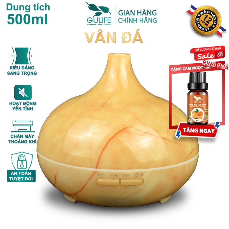 ✅ Máy Xông Tinh Dầu ✅ Máy Khuếch tán tinh dầu, Phun Sương Tạo Độ Ẩm Cổ Cao GULIFE Có Remote Dung Tích 500ml