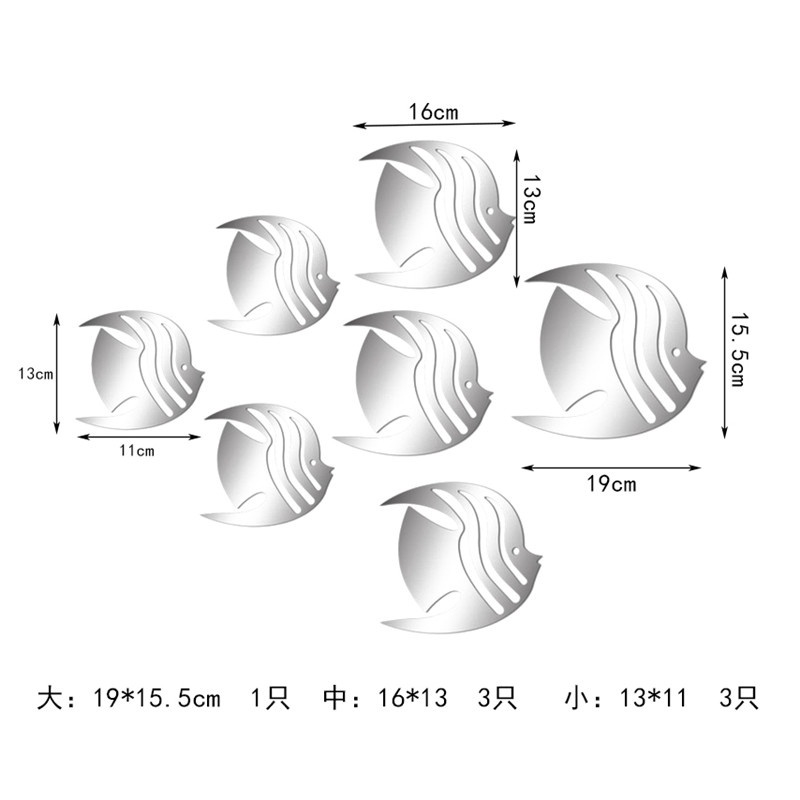 Sticker Tráng Gương Dán Tường Hình Cá Dễ Thương