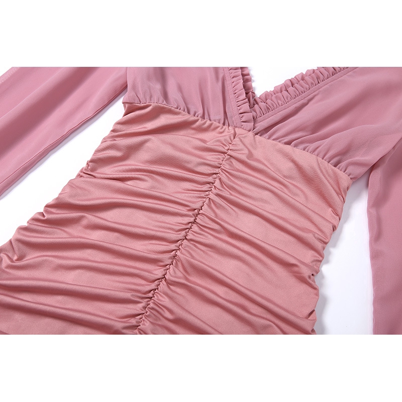 Đầm dài tay hở lưng cổ chữ V quyến rũ cho nữ