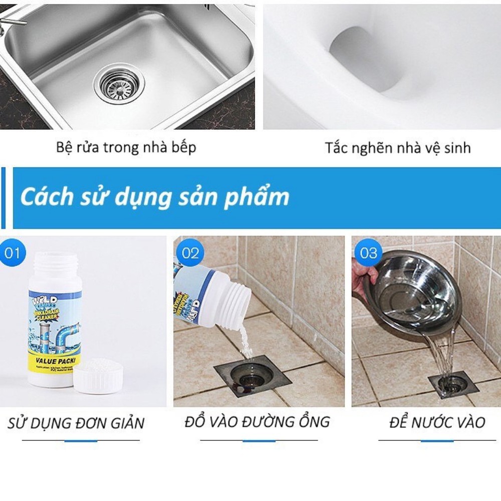 Bột thông cống, lọ bột thông cống bồn cầu vệ sinh nhà cửa tiện ích ATILA SHOP