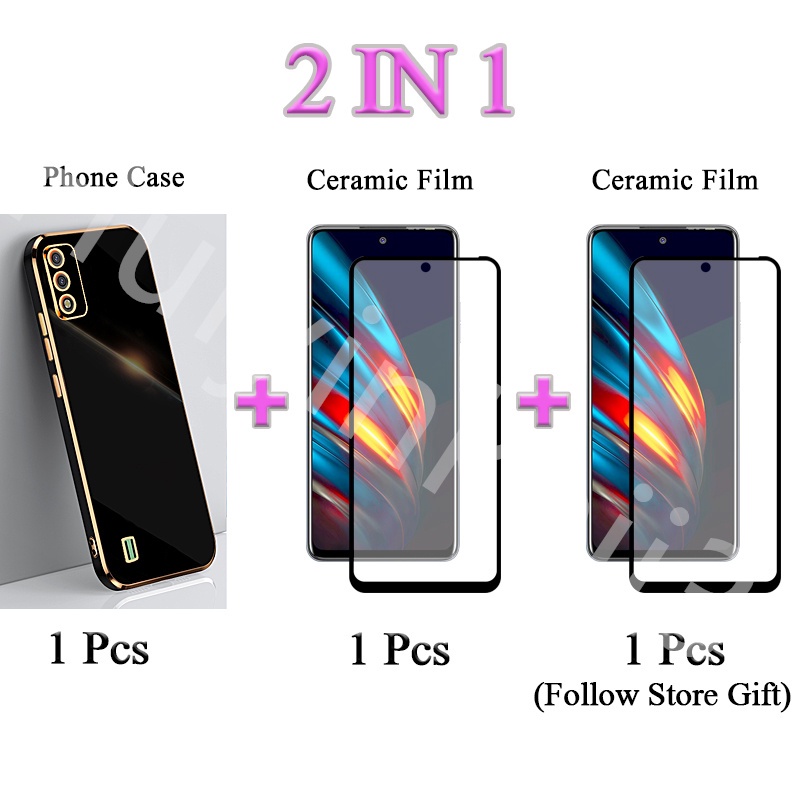 Ốp Điện Thoại Mạ Vàng Kèm Kính Cường Lực 2 Trong 1 Cho ITEL Vision 1 Pro S16