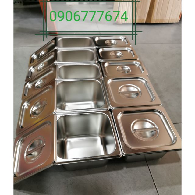 Khay inox đựng topping thạch trà sữa combo 10bộ