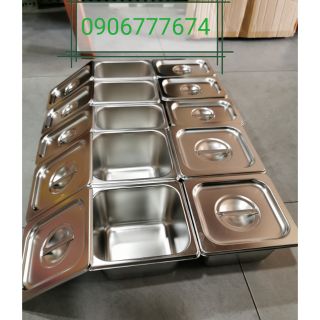 Khay inox đựng topping thạch trà sữa combo 10bộ