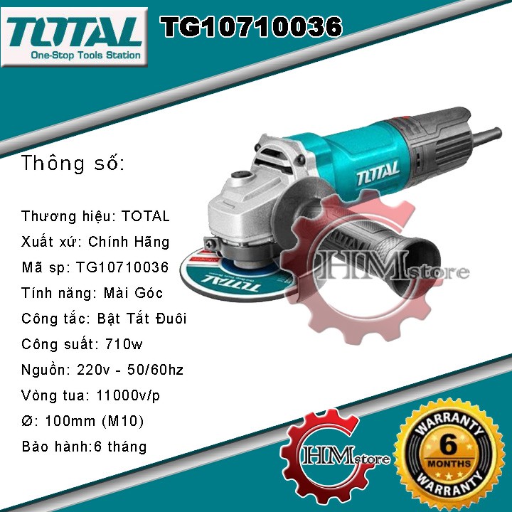 [Chính hãng] Máy mài góc, máy mài cầm tay TOTAL TG10710036 - Công suất 710w BH 6 tháng