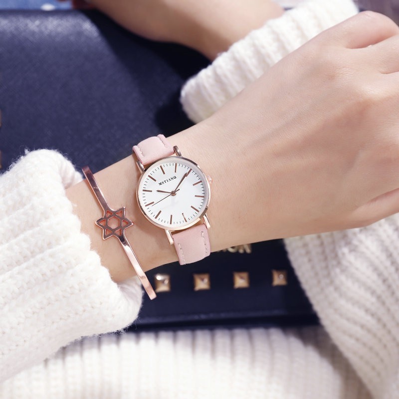 Đồng hồ thời trang nữ Mstianq MS05 chính hãng, dây da mềm, đeo êm tay, mặt vạch tuyệt đẹp, phong cách Hàn Quốc | BigBuy360 - bigbuy360.vn