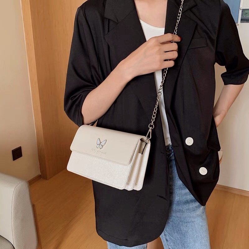 Túi đeo chéo dát nhũ bạc