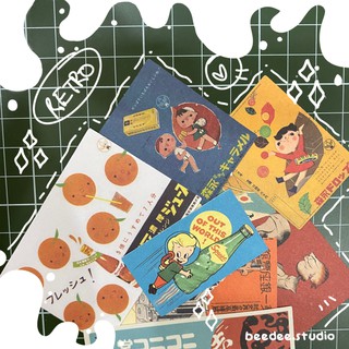 Set 10 tấm sticker retro chủ đề Nhật Bản