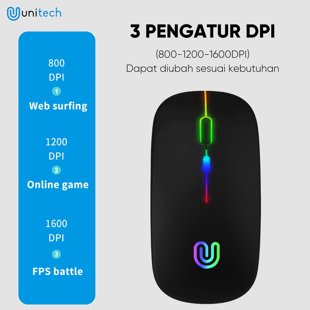 Chuột Không Dây Unitech M2 V2 2.4ghz 1600 Dpi | BigBuy360 - bigbuy360.vn